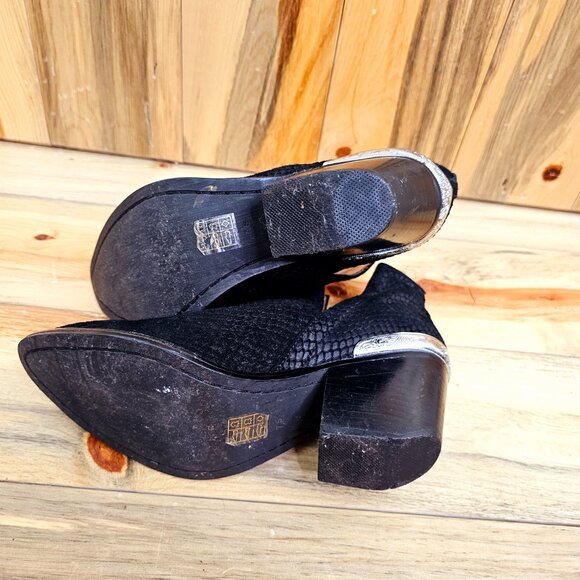 JEFFREY CAMPBELL Cromwell Black Suede Snakeskin Embossed Boots Size 7.5 - Picture 8 of 8